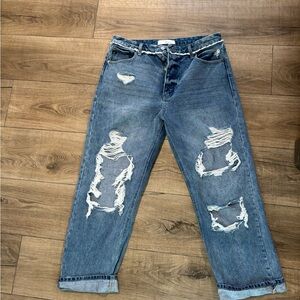 KanCan Blue Distressed Ankle Jeans